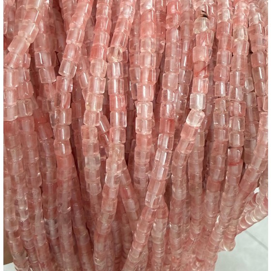 No_1444_Synthetic Watermelon Red Crystal Cylinder_4*4mm_(Sold Per Strand)