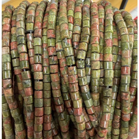 No_1450_Natural Unakite Cylinder_4*4mm_(Sold Per Strand)