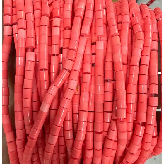 No_1455_Synthetic Pink Stone Cylinder_4*4mm_(Sold Per Strand)