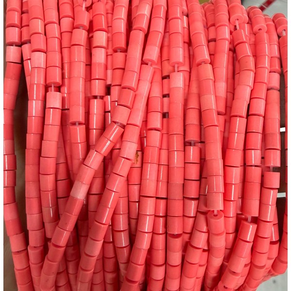 No_1455_Synthetic Pink Stone Cylinder_4*4mm_(Sold Per Strand)