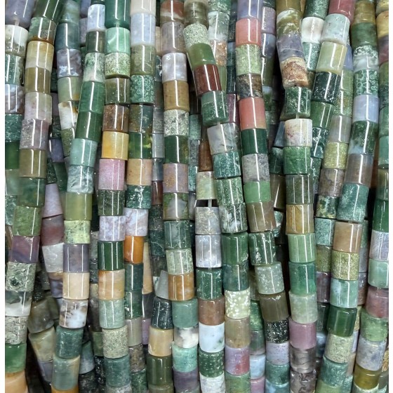 No_1457_Natural Indian Agate Cylinder_4*4mm_(Sold Per Strand)