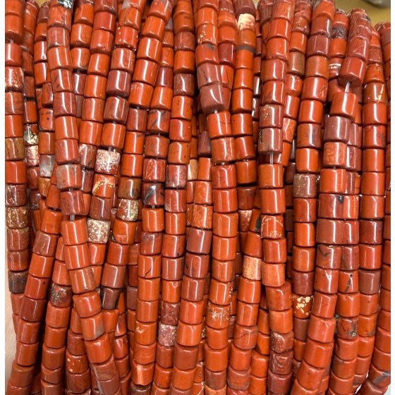 No_1459_Natural Red Jasper Cylinder_4*4mm_(Sold Per Strand)