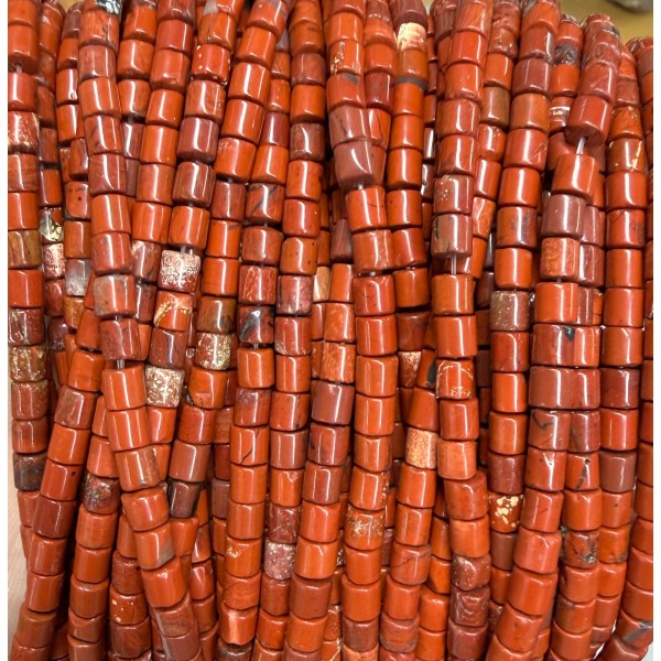 No_1459_Natural Red Jasper Cylinder_4*4mm_(Sold Per Strand)