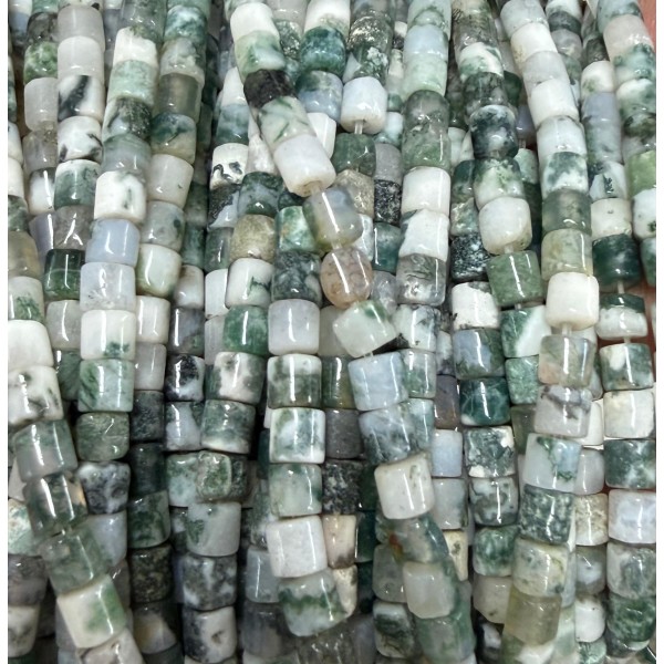 No_1467_Natural Tree Agate Cylinder_4*4mm_(Sold Per Strand)