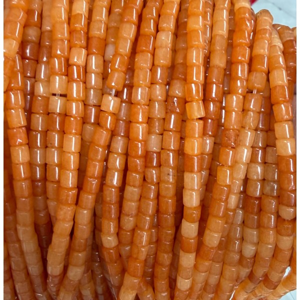 No_1469_Enhanced Orange Chalcedony Cylinder_4*4mm_(Sold Per Strand)