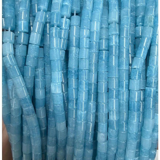 No_1481_Aquamarine Imitated Chalcedony Cylinder_4*4mm_(Sold Per Strand)