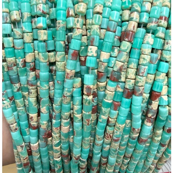 No_1483_Synthetic Green Imperial Jasper Cylinder_4*4mm_(Sold Per Strand)