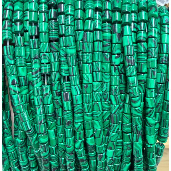 No_1487_Synthetic Malachite Cylinder_4*4mm_(Sold Per Strand)