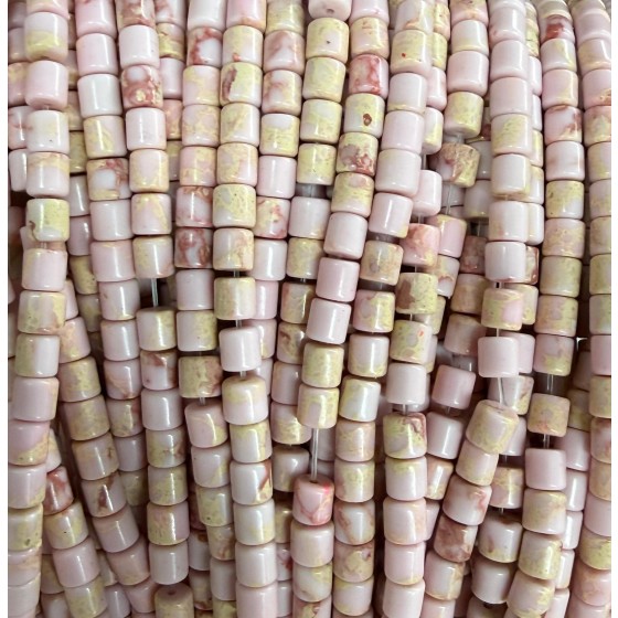 No_1489_Synthetic Pink Imperial Jasper Cylinder_4*4mm_(Sold Per Strand)