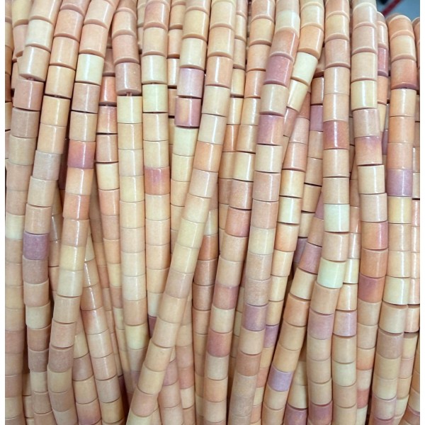 No_1495_Synthetic Orange Pink Stone Cylinder_4*4mm_(Sold Per Strand)