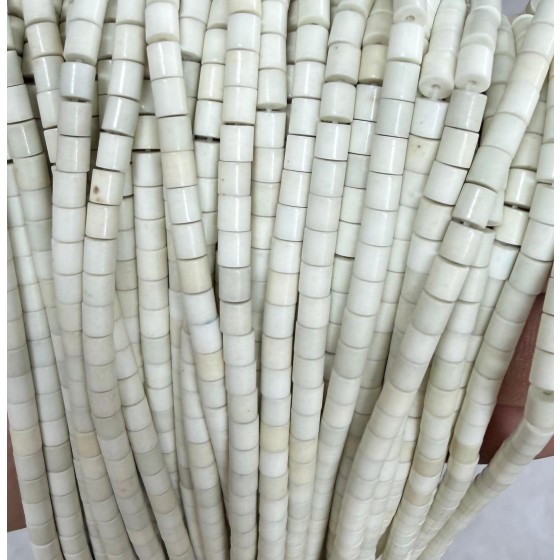 No_1496_Synthetic White Stone Cylinder_4*4mm_(Sold Per Strand)