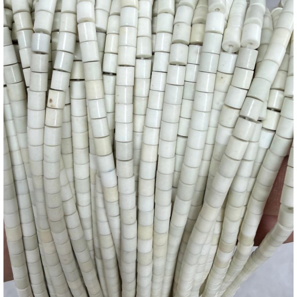 No_1496_Synthetic White Stone Cylinder_4*4mm_(Sold Per Strand)