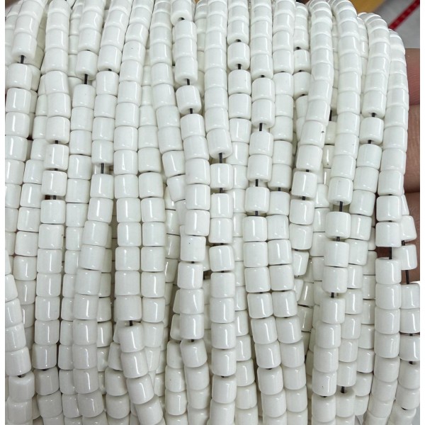 No_1500_Porcelain White Glass Cylinder_4*4mm_(Sold Per Strand)