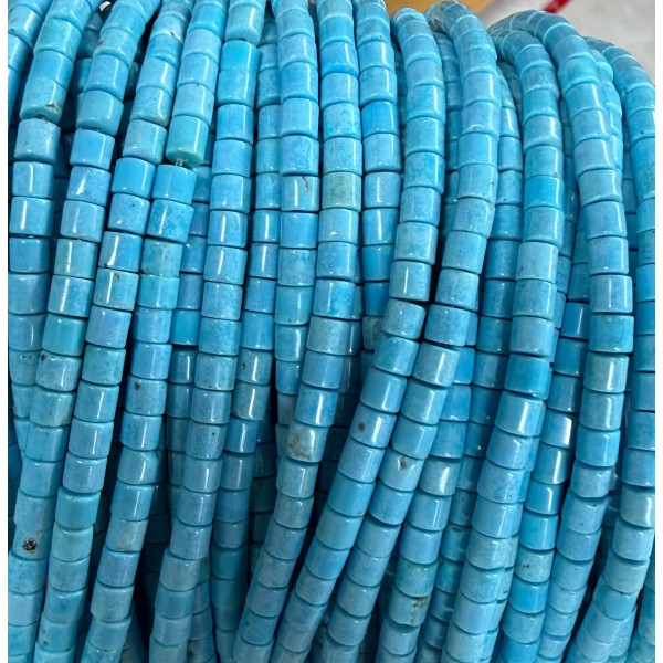 No_1502_Porcelain Blue Glass Cylinder_4*4mm_(Sold Per Strand)