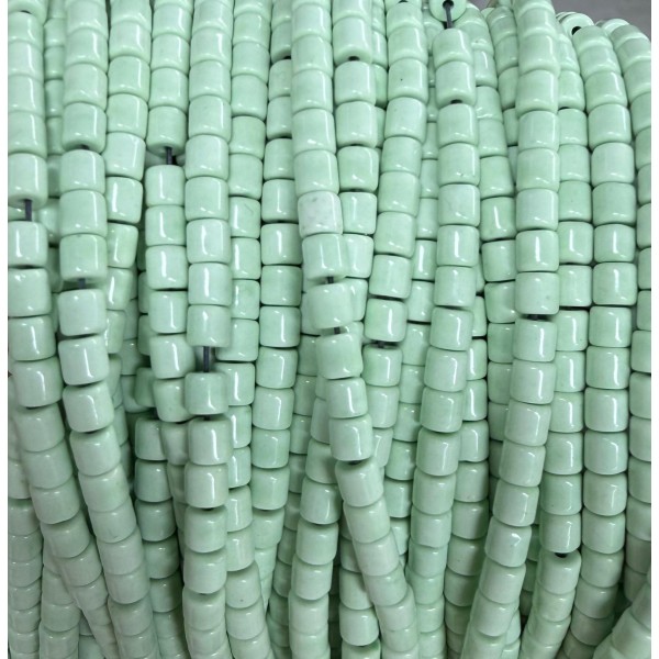 No_1503_Light Porcelain Green Glass Cylinder_4*4mm_(Sold Per Strand)