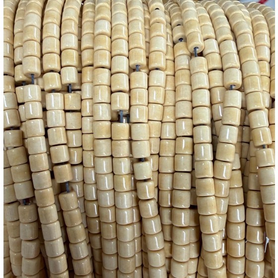 No_1504_Light Porcelain Coffee Glass Cylinder_4*4mm_(Sold Per Strand)
