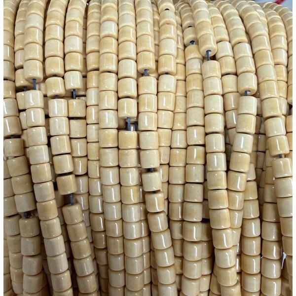 No_1504_Light Porcelain Coffee Glass Cylinder_4*4mm_(Sold Per Strand)