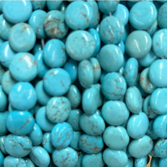 No_1508_Enhanced Blue Turquoise Coin Beads_10mm_(Sold Per Strand)