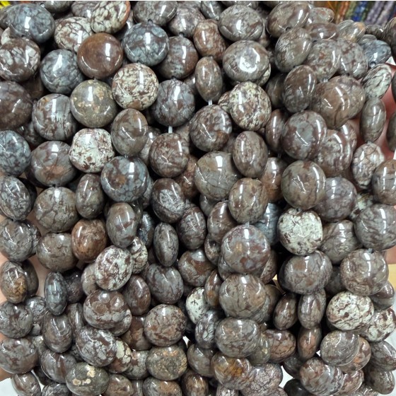 No_1509_Natural Coffee Snowflake Stone Coin Beads_10mm_(Sold Per Strand)