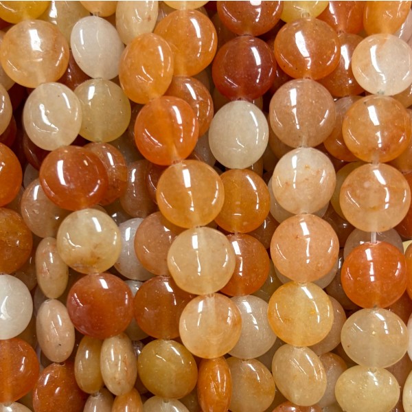 No_1528_Natural Red Aventurine Coin Beads_10mm_(Sold Per Strand)