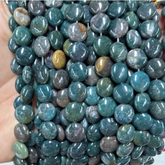 No_1535_Natural Indian Agate Coin Beads_10mm_(Sold Per Strand)