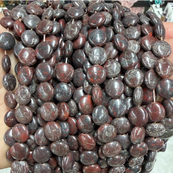 No_1542_Natural Red Poppy Jasper Coin Beads_10mm_(Sold Per Strand)