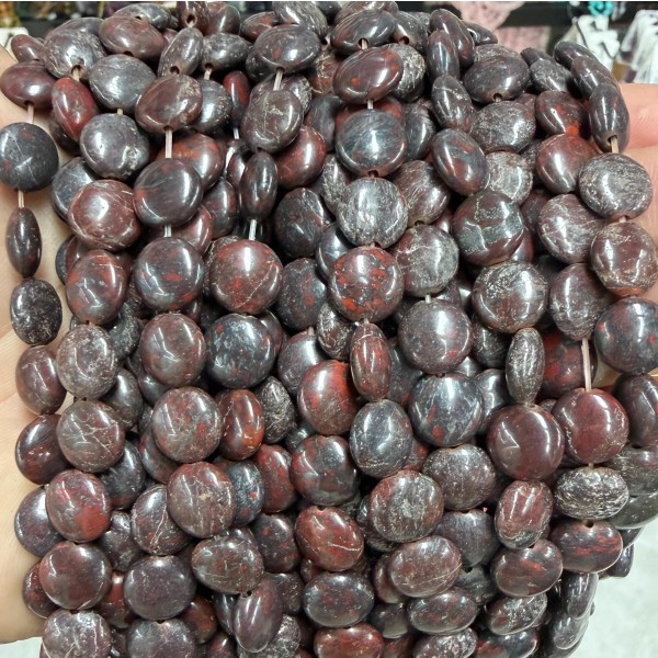 No_1542_Natural Red Poppy Jasper Coin Beads_10mm_(Sold Per Strand)