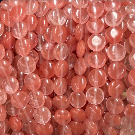 No_1543_Synthetic Watermelon Red Crystal Coin Beads_10mm_(Sold Per Strand)