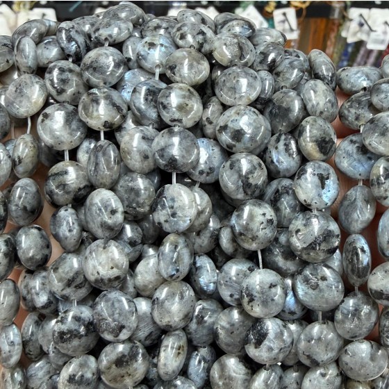 No_1544_Natural Black Labradorite Coin Beads_10mm_(Sold Per Strand)