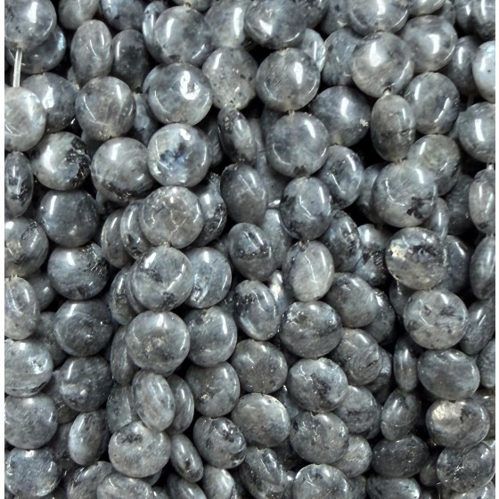 No_1562_Natural Black Labradorite Coin Beads_8mm_(Sold Per Strand)