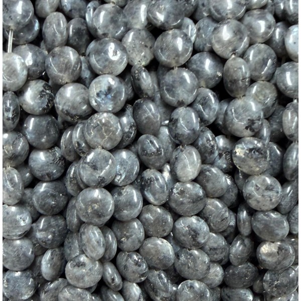 No_1562_Natural Black Labradorite Coin Beads_8mm_(Sold Per Strand)