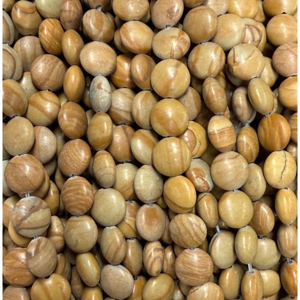 No_1571_Natural Yellow Picture Jasper Coin Beads_8mm_(Sold Per Strand)