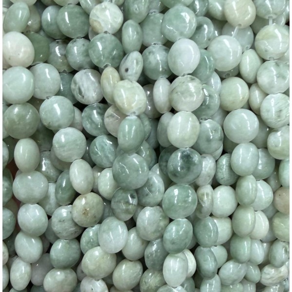 No_1572_Natural Lushan Jade Coin Beads_8mm_(Sold Per Strand)