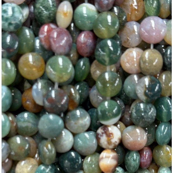 No_1574_Natural Indian Agate Coin Beads_8mm_(Sold Per Strand)