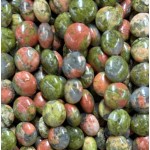 No_1581_Natural Unakite Coin Beads_8mm_(Sold Per Strand)