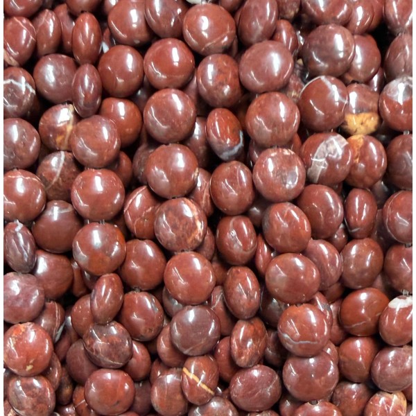 No_1582_Natural Red Jasper Coin Beads_8mm_(Sold Per Strand)