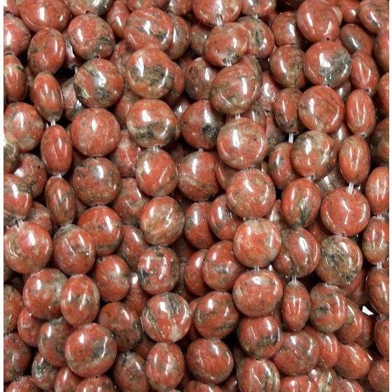 No_1586_Natural Sesame Red Jasper Coin Beads_8mm_(Sold Per Strand)