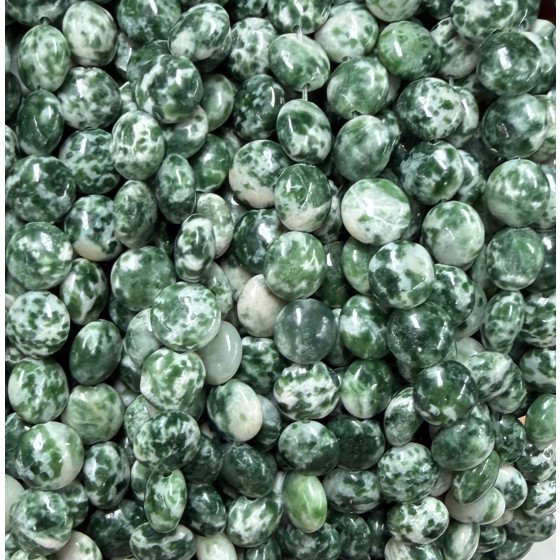 No_1587_Natural Green Dot Stone Coin Beads_8mm_(Sold Per Strand)