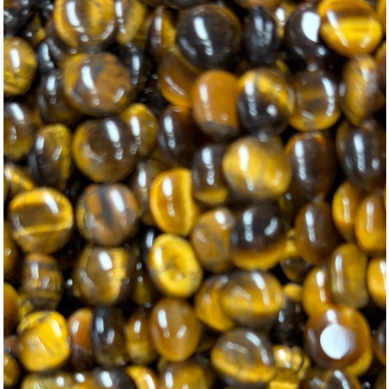 No_1589_Natural Yellow Tiger Eye Stone Coin Beads_8mm_(Sold Per Strand)
