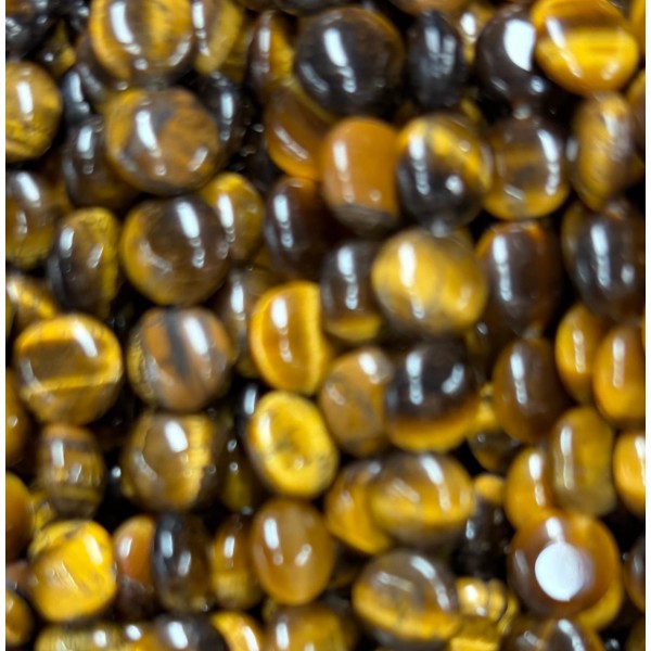 No_1589_Natural Yellow Tiger Eye Stone Coin Beads_8mm_(Sold Per Strand)
