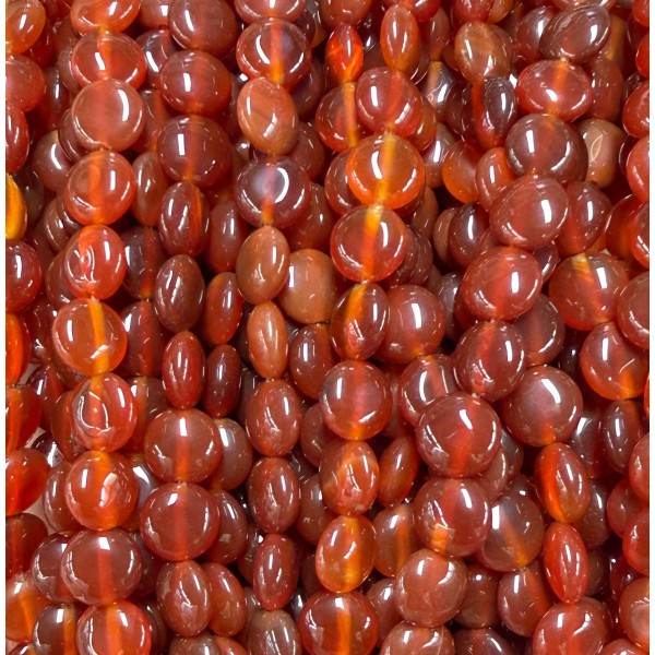 No_1591_Natural Red Agate Coin Beads_8mm_(Sold Per Strand)