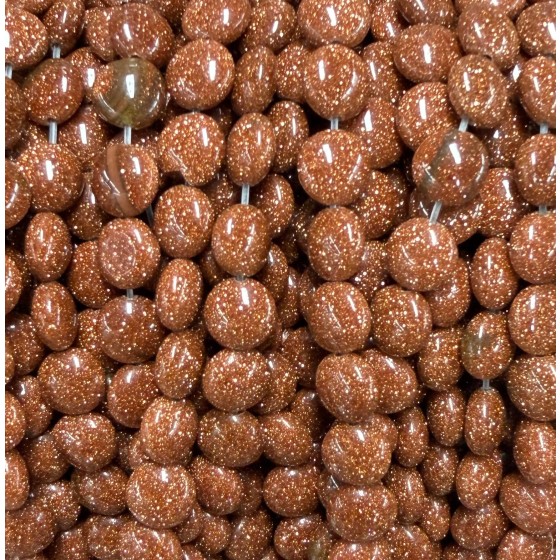 No_1595_Synthetic Goldstone Coin Beads_8mm_(Sold Per Strand)