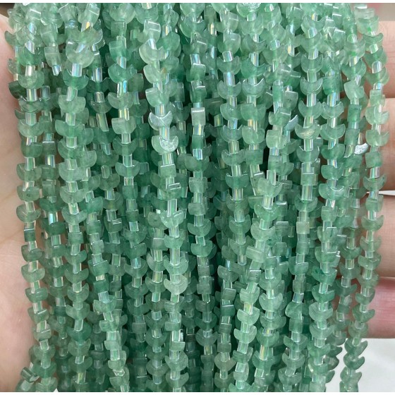 No_1596_Natural Green Aventurine Center Drilled (short) Crescent Bead_4mm_(Sold Per Strand)