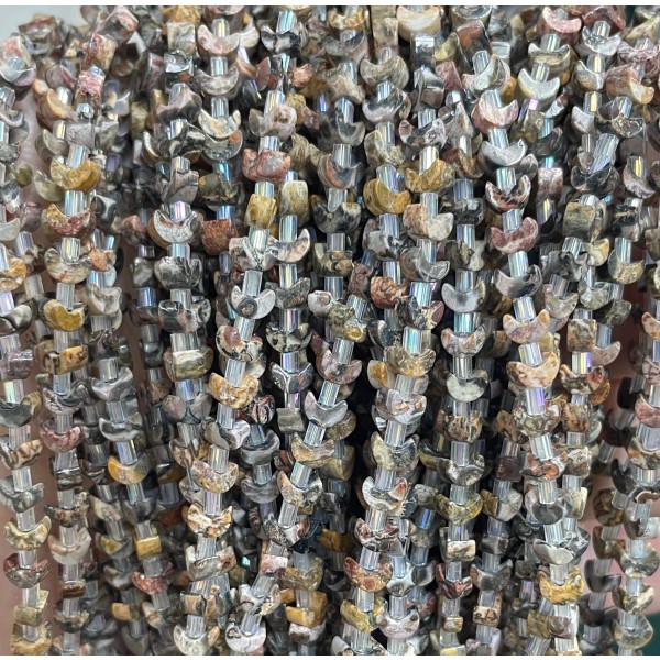 No_1598_Natural Red Leopard Jasper Center Drilled (short) Crescent Bead_4mm_(Sold Per Strand)