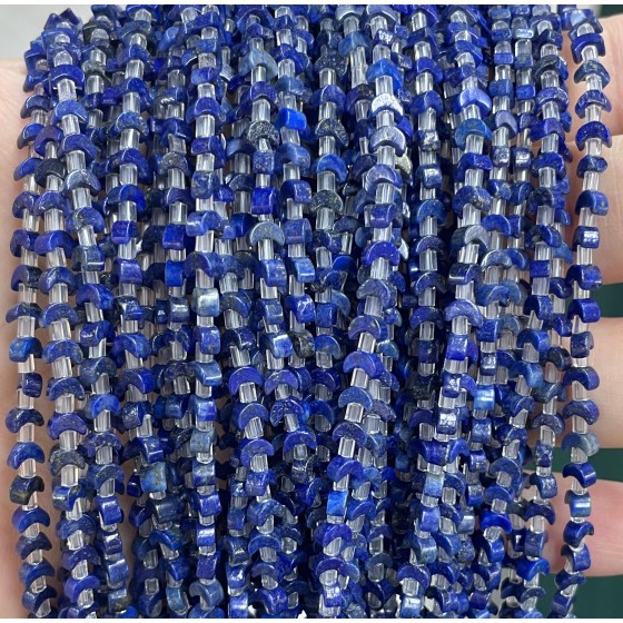 No_1605_Enhanced Lapis Lazuli Center Drilled (short) Crescent Bead_4mm_(Sold Per Strand)