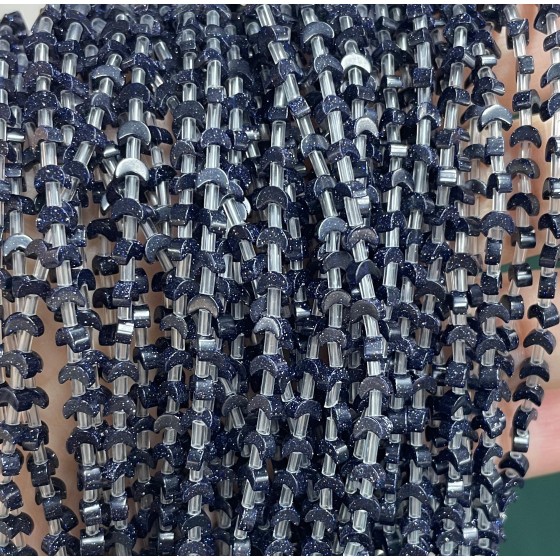 No_1606_Synthetic Blue Sandstone Center Drilled (short) Crescent Bead_4mm_(Sold Per Strand)