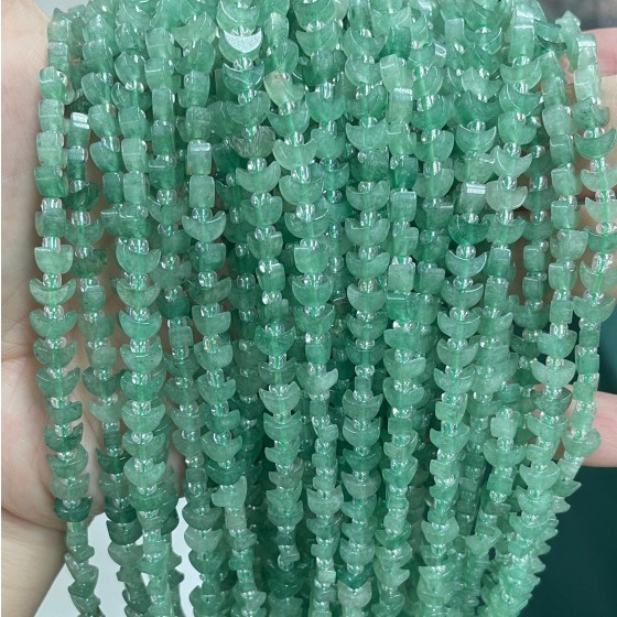 No_1613_Natural Green Aventurine Center Drilled (short) Crescent Bead_6mm_(Sold Per Strand)