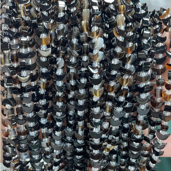 No_1620_Natural Black Striped Agate Center Drilled (short) Crescent Bead_6mm_(Sold Per Strand)