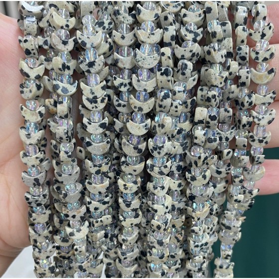 No_1622_Natural Dalmation Jasper Center Drilled (short) Crescent Bead_8mm_(Sold Per Strand)