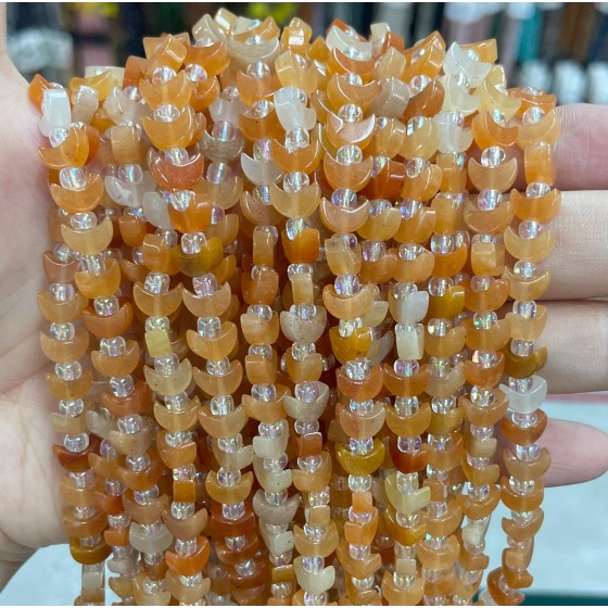 No_1625_Natural Red Aventurine Center Drilled (short) Crescent Bead_8mm_(Sold Per Strand)
